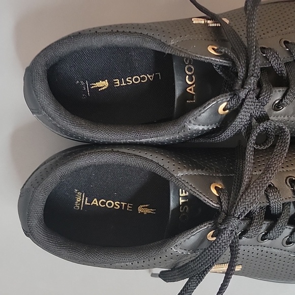 Lacoste Women's Black and Gold Lerond Sneakers Size 7 - Picture 4 of 8
